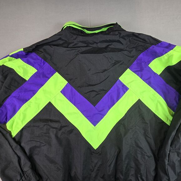 Vintage Windbreaker Men's L Color Block Neon 80s 90s Pacific Grove Sportswear - Picture 13 of 16